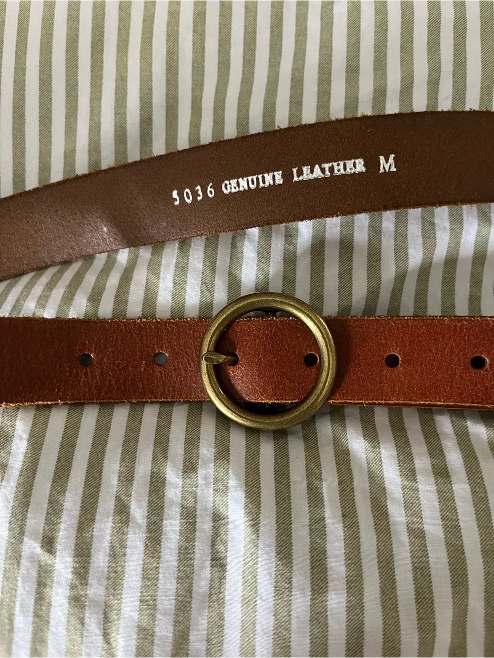 Roolee- Brown Leather Belt with Round Brass Buckle